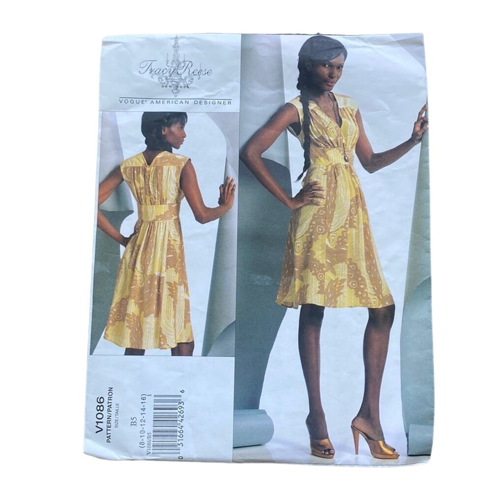 VOGUE Pattern V1086 Tracy Reese Dress Size 8 - 16 Sewing Pattern UNCUT